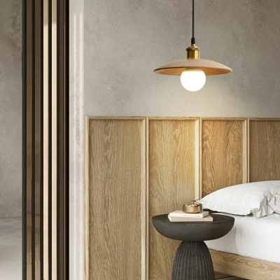 Contemporary Bowl Wood Shade Hanging Light Kitchen Pendant Light Fixtures