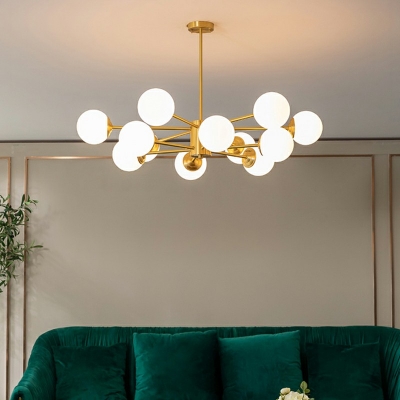 Contemporary Opal Glass Orb Chandelier Multi-light Pendant Lamp for Living Room Dining Room