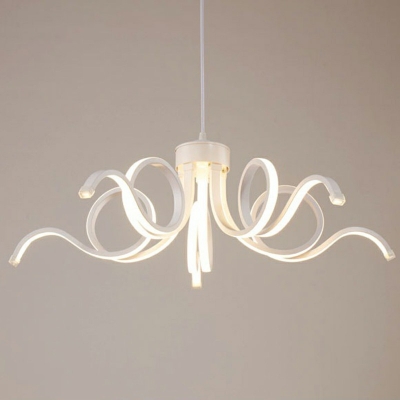 Contemporary Simplicity White Acrylic Petal Shape LED Chandelier Lighting for Dining Room