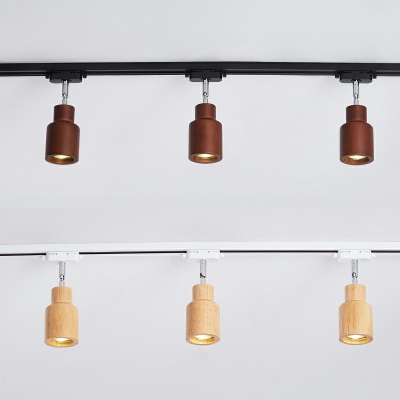 Contemporary Wooden Flush Mount Light Spotlight Study LED Natural Light Ceiling Lamp