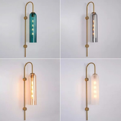 Glass Elongated Tube Sconce Mid Century 1-Light 30 Inchs Height Wall Mounted Lamp with Gooseneck Arm