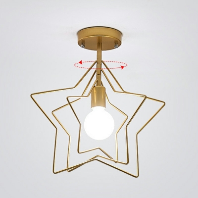 Gold Geometric Flush Mount Light Single Light Modernist 12.5