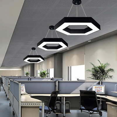 Hexagon Shape Acrylic Ceiling Light Modern LED Commercial Pendant Lighting Fixture in White Light