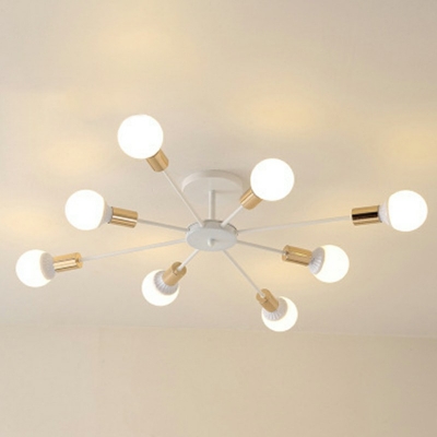 Industrial Retro Style 6/8/10 Lights Exposed Bulb Semi Flush Light Metal Ceiling Light