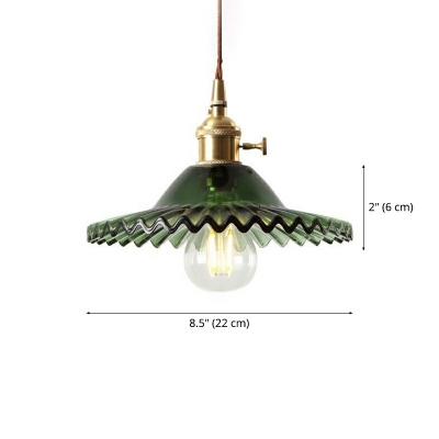 Industrial Style Cone Pendant Light Glass 1 Light Hanging Lamp