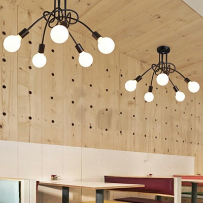 Industrial Style Open Bulb Metal Flush-mount Light Twisted Flush Ceiling Lights for Living Room