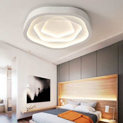 Minimalism LED White Geometric Flush Mount Fixture Metal Living Room Flushmount Lighting