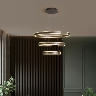 Minimalist C Shaped Acrylic LED Pendant Light Coffee Metal Suspension Light for Dinning Room
