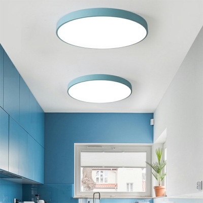 Minimalist LED Ceiling Lamp LED Metal Round Flush Mount Ceiling Light White Light with Arcylic Shade for Children's Room