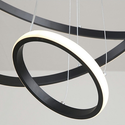 Modern Chandelier LED Circular Pendant Light in Plastic Shade for Entryway Hallway Foyer