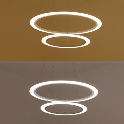 Modern Metal White Multi Light Round Chandelier Light Acrylic Diffuser Ceiling Lamp