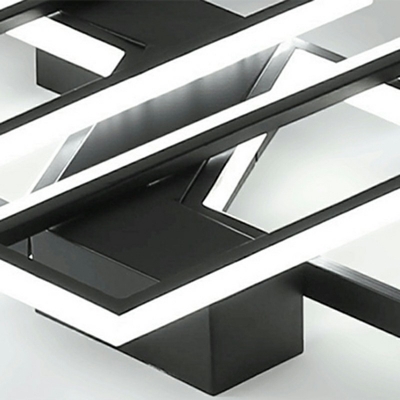 Modern Minimalism LED Ceiling Lighting Metal Geometric Frame Semi Flush Mount Lighting for Living Room