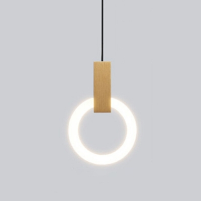 Modern Style Circle LED Pendant Light with Metal Handle Hanging Light for Bedside