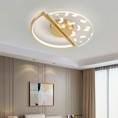 Modern Style Circular Acrylic LED Ceiling Light Feather Living Room Flush Mount Lighting
