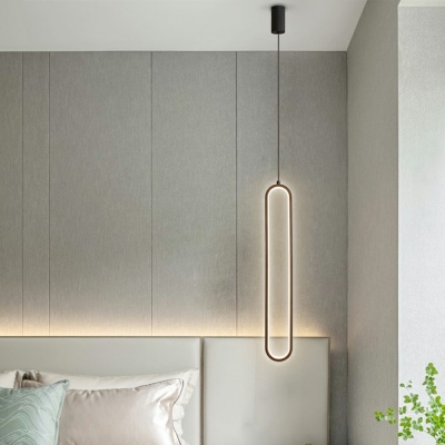 Modern Style Hanging LED Pendant Oval Iron Lighting for Bedroom Living Room