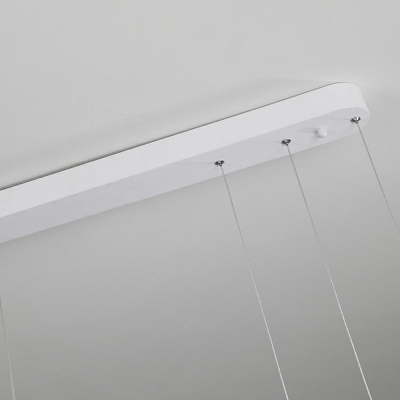 Multi Light Pendant Adjustable Height Ring LED Pendant Light Metal Hoops Chandelier in White