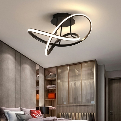 Simple Spiral Acrylic Semi Flush Mount Light LED Ceiling Light for Coffee Shop