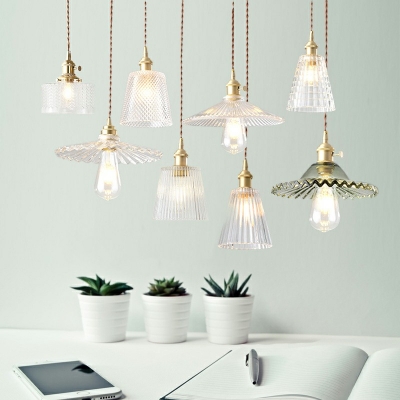 Single-Bulb Transparent Glass Pendant Light Simple Hanging Lights for Dining Room
