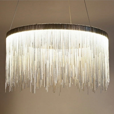 Tassel Chandelier Postmodern Metal LED Hanging Light Fixture for Dining Room
