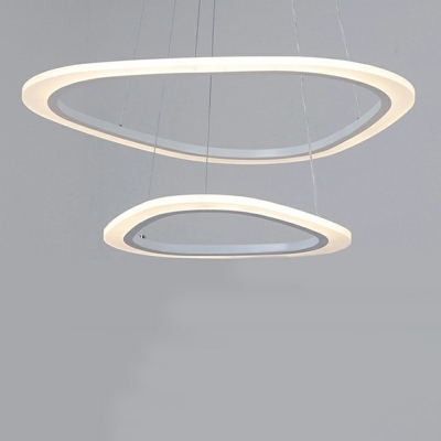 Ultra Modern Acrylic LED Chandelier Metal Dinner Hanging Light in White