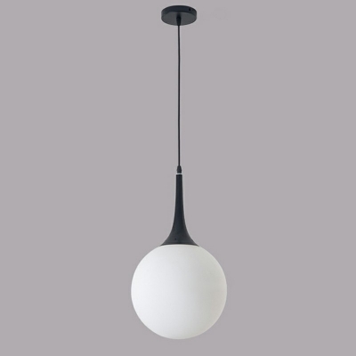 White Glass Ball Mini Hanging Lamp Post Modern 1 Head Pendant Lighting with 39