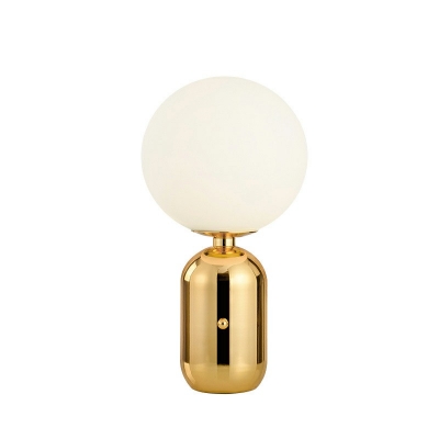 1 Head Contemporary Spherical Task Lighting Milky Glass Small Desk Lamp in Black/White/Gold