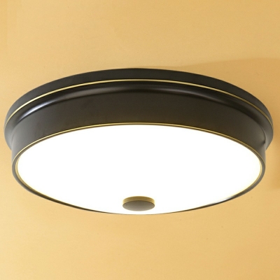 American Style Drum Shape Metal Ceiling Lighting LED Living Room Flush Lamp