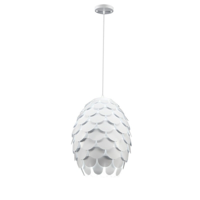 Bedroom Pendant Lighting Minimalist White Hanging Lamp Kit with Pinecone Acrylic Shade