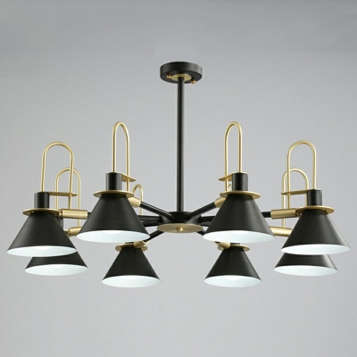 Contemporary Style Conical Chandelier Pendant Light Fixture with Metal Shade