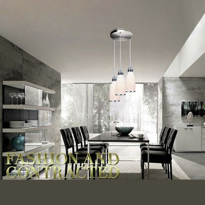Contemporary Style Tapered Pendant Light White Glass Hanging Light for Living Room
