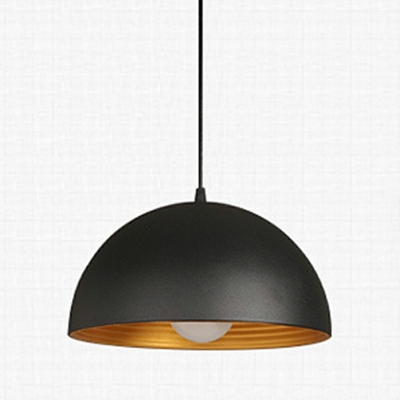 Dome Shape Restaurant Drop Pendant Loft Style Metal 1 Head Black Hanging Ceiling Light