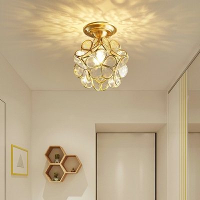 Flower Shade Semi Mount Lighting 8 Inch Wide Minimalist 1-Bulb Acrylic Ceiling Flush Light for Corridor