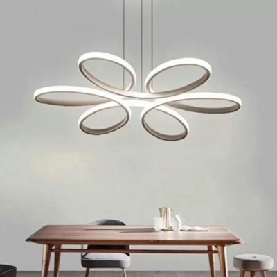 Flower Shape Metallic LED Chandelier Minimalism Linear Pendant Lamp for Indoor Room