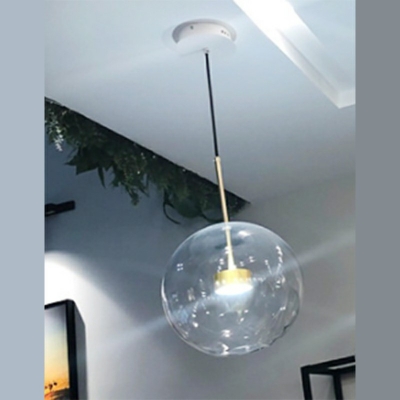 Glass Single Head Pendant Light 1 Bulb with Clear Ball Light for Living Room Shopwindow