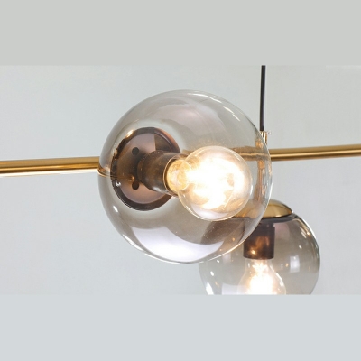 Gold Island Lighting Fixture Modern 6 Lights Minimalist Glass Bubble Shade Hanging Light for Dining Room