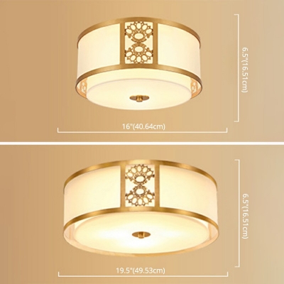 Golden Drum Ceiling Lamp Minimalist Arcylic Shade 6 Inchs Height Living Room Flush Mount
