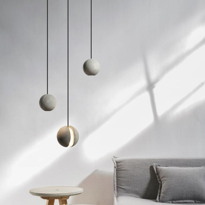 Gray Cement Split Pendant Lighting Postmodern Ceiling Light for Bedroom