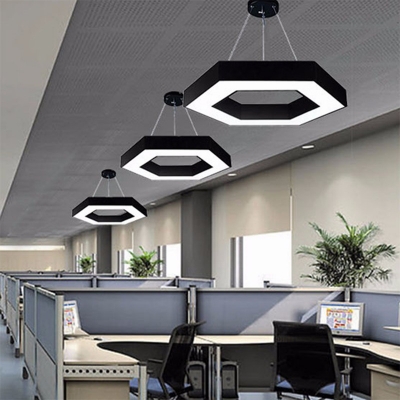 Hexagon Shape Acrylic Ceiling Light Modern LED Commercial Pendant Lighting Fixture in White Light