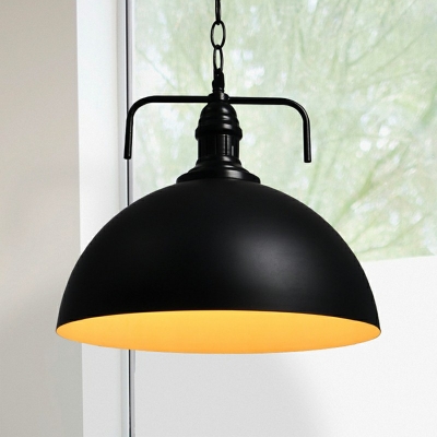 Industrial Style Dome Shape Pendant Light 1 Light Metal Bowl Warehouse Hanging Lamp