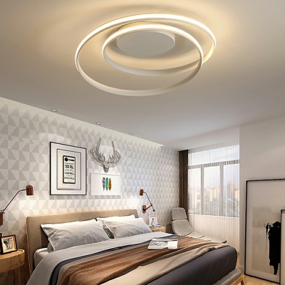 Minimalism Aluminum Semi Flush Mount Circular Bedroom Ceiling Flush Mount Lights
