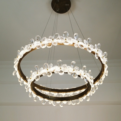Minimalist LED Pendant Lighting Crystal Wreath Suspension Lamp for Living Room
