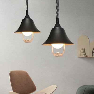 Minimalistic Bell Pendulum Light Single-Bulb Dining Room Suspension Pendant in Black