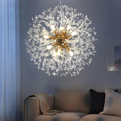 Modern Globe Pendant Light with Crystal LED Firework Chandelier for Bar Cafe Stores Restaurant