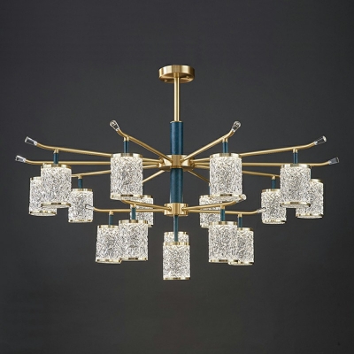 Modern Style 4/7/9 Heads Flared Clear Crystal Hanging Lamp Brass Chandelier Light for Sleeping Room