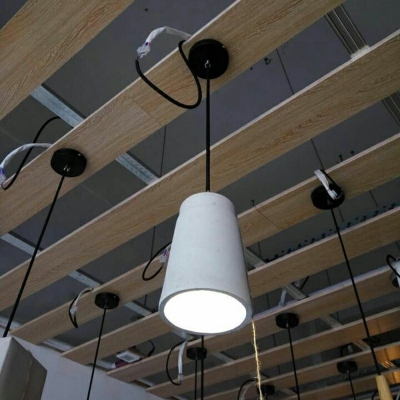 Nordic Style Pendant Light Single Head Geometric Shape Cement Hanging Lamp for Hallway in Grey