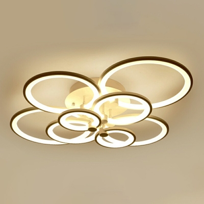 Simple Style Circular Shade Flush Mount LED Semi Flush Ceiling Light for Dining Room