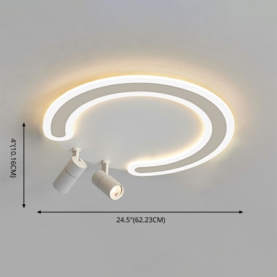 Simplicity LED Round Semi Flush Ceiling White Acrylic Ceiling Light for Indoor Room