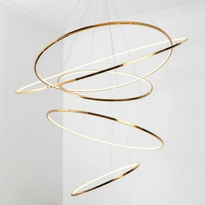 Simplicity Ring Shape Stainless Steel Chandelier Light LED Pendant Light Fixture for Living Room