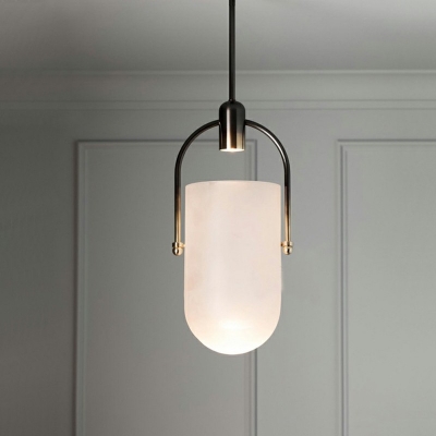 Single-Bulb Modern Pendant Light Fixture Frosted Glass Suspension Wire Hanging Lights for Indoor Room
