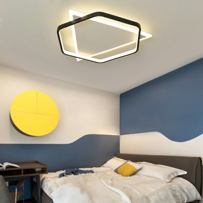 Triangle and Hexagon LED Flush Mount Lighting Minimalism Acrylic Sleeping Room Ceiling Flush in Black